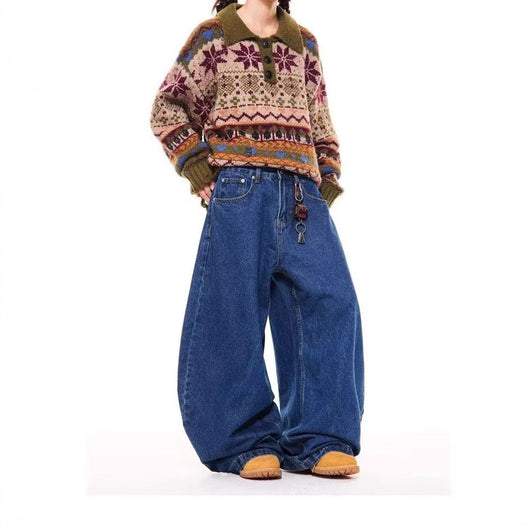 Pantalones Vaqueros Retro de Cintura Alta Recta y Pierna Ancha para Hombre - Image 6