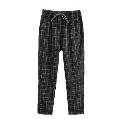 Pantalones Casuales Cuadros Harem de Nueve Puntos - Image 24