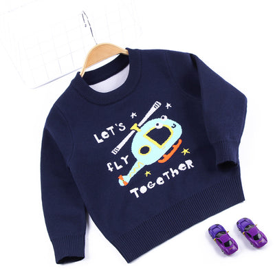 Suéter Infantil Helicóptero Jacquard Doble Dibujo