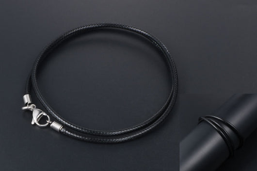 Collar Tejido de Lino Negro con Cuerda de Cera - Image 13