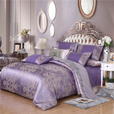 Juego de Cama Satinado Jacquard de Cuatro Piezas - Image 4