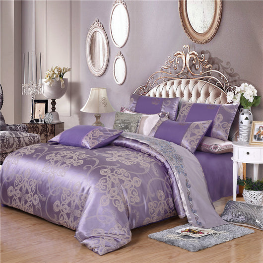 Juego de Cama Satinado Jacquard de Cuatro Piezas - Image 4