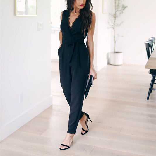 Mono Elegante para Mujer con Encaje y Bolsillos Funcionales