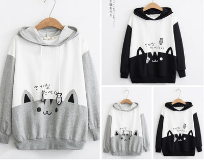 Sudadera con Capucha Estampado Gato Mori Kawaii para Mujer - Image 5