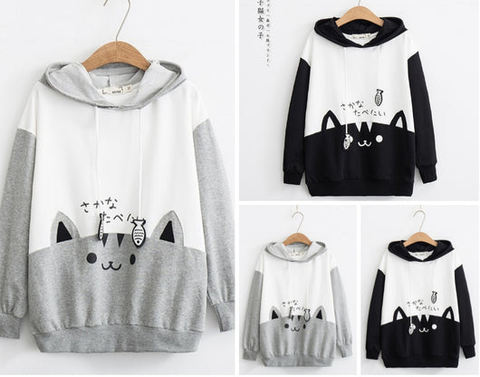 Sudadera con Capucha Estampado Gato Mori Kawaii para Mujer - Image 5