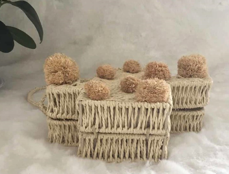 Bolsa de Playa Cactus con Pompón - Bolso de Hombro Casual Pequeño - Image 3