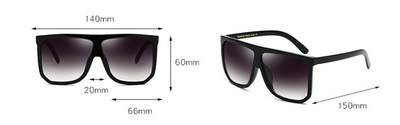 Large frame flat top sunglasses with black frames, brown gradient lenses, and subtle leopard print detail. - Image 6