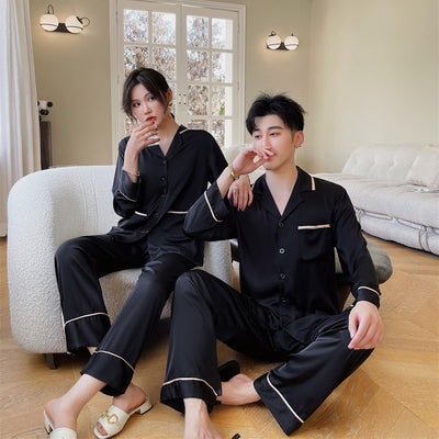 Pijama para Parejas con Solapa y Mangas Largas - Image 2