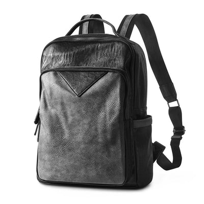 Mochila Escolar Impermeable de Cuero PU Negro para Hombre - Image 20