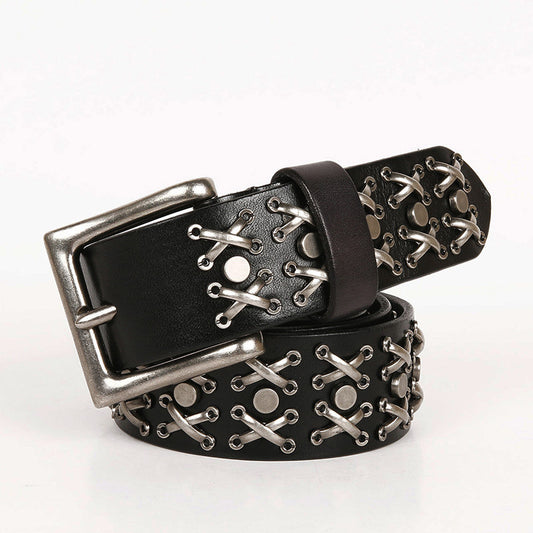 Cinturón de Cuero Knight para Mujer con Hebilla Remachada