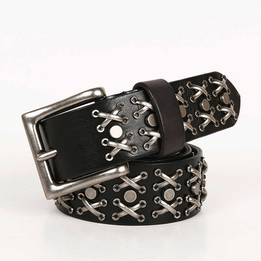 Cinturón de Cuero Knight para Mujer con Hebilla Remachada