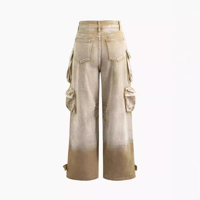 Jeans de Trabajo Estilo Urbano con Múltiples Bolsillos y Detalles Desgastados - Image 3