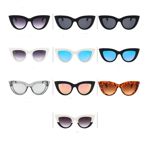 White and black cat eye sunglasses with gradient lenses, featuring a retro style. - Image 2