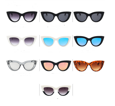 White and black cat eye sunglasses with gradient lenses, featuring a retro style. - Image 2