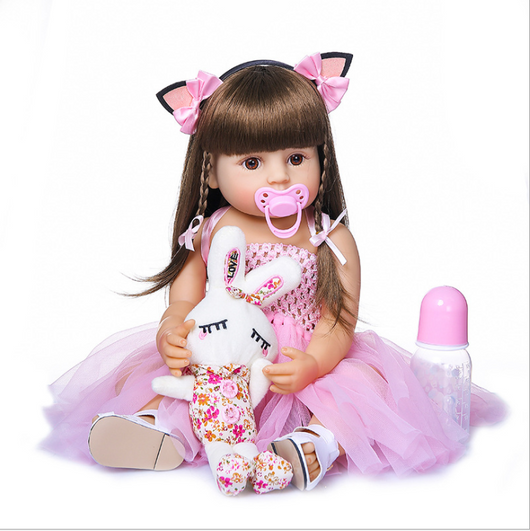 Muñeca Reborn Bebé Princesa Rosa 55cm Cuerpo Completo Silicona - Image 4