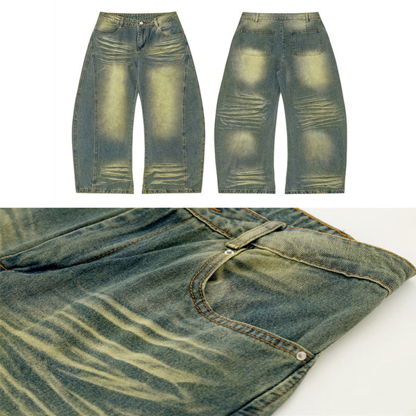 Pantalones Denim Harlan Patchwork Azul y Amarillo Desteñido