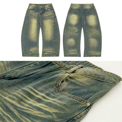 Pantalones Denim Harlan Patchwork Azul y Amarillo Desteñido