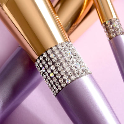 Set de 10 Brochas de Maquillaje Púrpura Lila con Detalles de Diamante - Image 5