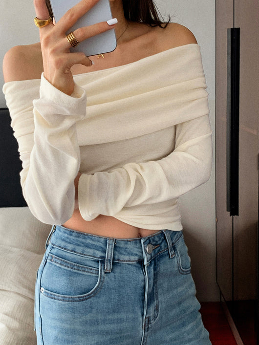 Blusa Casual de Vacaciones con Mangas Largas y Escote Ancho para Mujer - Image 10