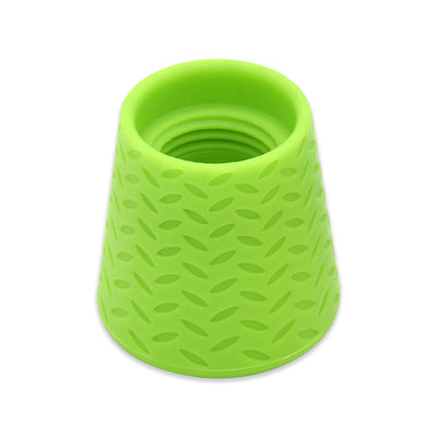 Lime green silicone pet shower head tool with a textured, non-slip surface and threaded interior for easy attachment. - Image 7