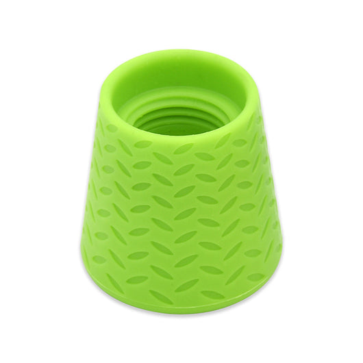 Lime green silicone pet shower head tool with a textured, non-slip surface and threaded interior for easy attachment. - Image 7