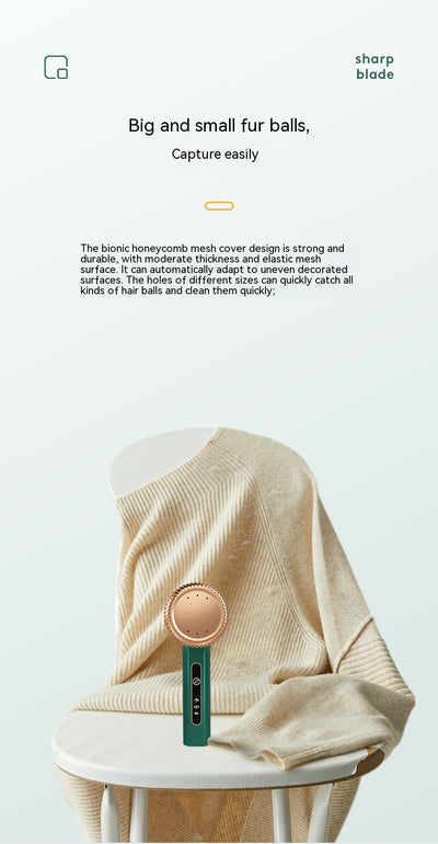White electric lint remover with a perforated metal screen and a brown textured accent band. - Image 6