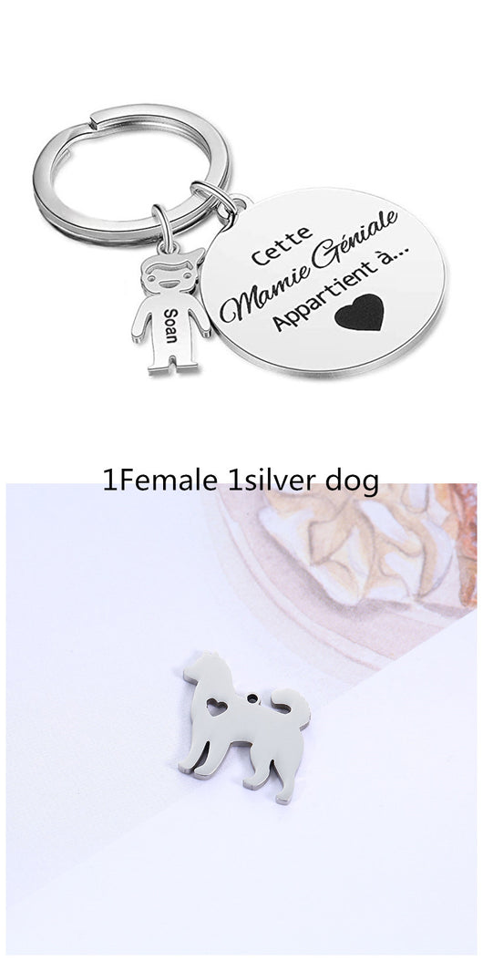 Llavero Personalizado Corazón Hueco Acero Inoxidable Diseño Cachorro - Image 8