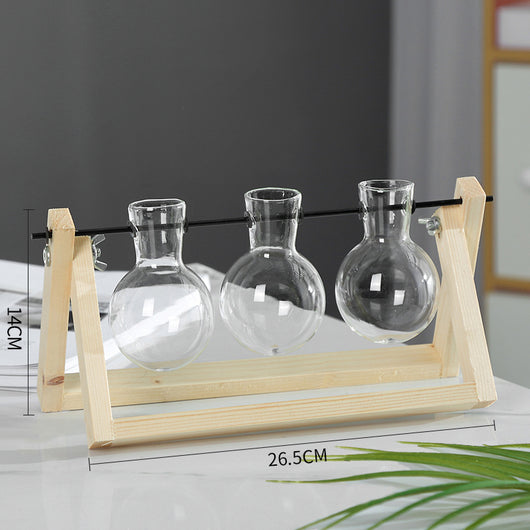 Maceta Hidropónica de Vidrio con Soporte de Madera Colgante - Image 11