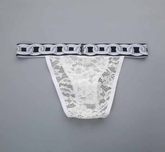 Tanga Masculino de Encaje 3D con Cadena Ajustable Transparente - Image 9
