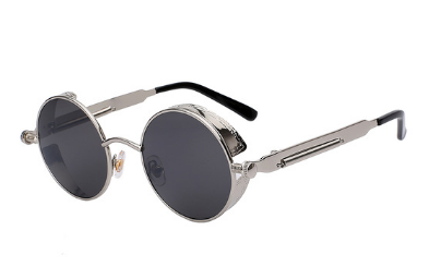 Austin Powers vintage round metal frame sunglasses with clear lenses, gold frames, and black temple tips. - Image 15