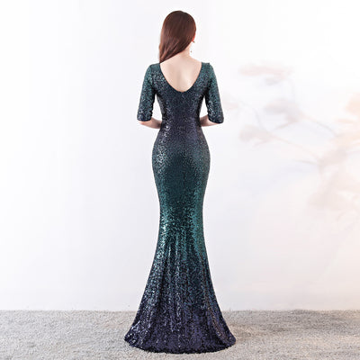 Vestido Ajustado Cola de Pez con Lentejuelas - Image 2