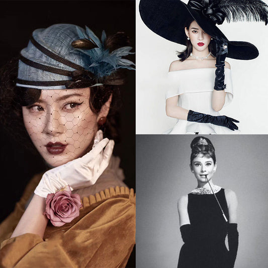 Guantes Largos de Satén para Novia - Estilo Hepburn Elegante