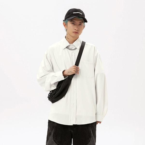 Camisa Larga Drapeada Estilo Japonés para Hombre