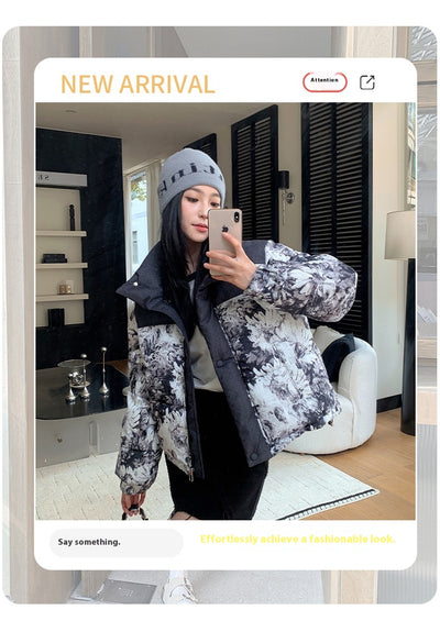 Chaqueta Acolchada Suelta Estampada - Abrigo Corto Grueso - Image 14