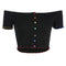 Blusa Asimétrica de Hombro Único con Botones de Color - Verano