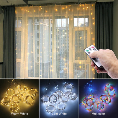 Cortina de Luces LED USB con Control Remoto para Ventanas - Decoración Navideña - Image 7