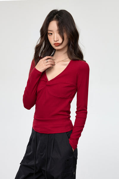 Blusa Elegante Escote Profundo con Nudo y Manga Larga - Image 22