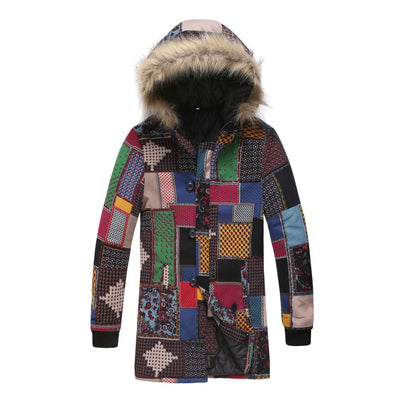 Chaqueta Acolchada Étnica con Capucha