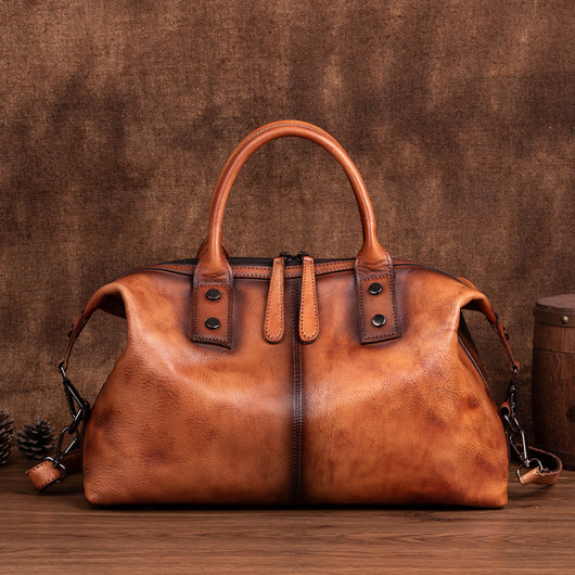 Bolso de Cuero Retro para Mujer - Bandolera Vintage de Cuero Genuino con Efecto Envejecido - Image 4