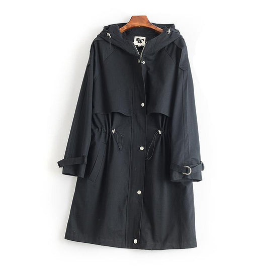 Gabardina Recta con Capucha para Mujer
