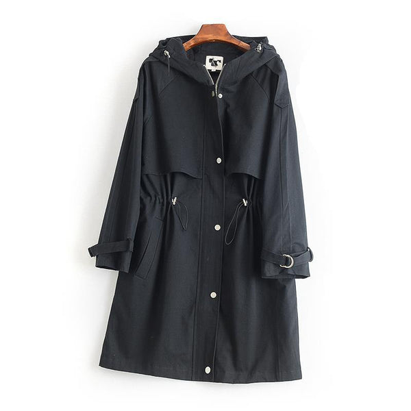 Gabardina Recta con Capucha para Mujer