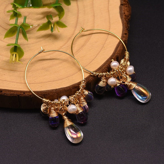 Pendientes de Cristal Checo con Perlas