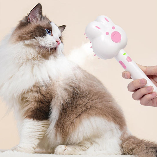 Cepillo de Vapor Autolimpiable para Gatos - Peine Deshedding Recargable con Masaje