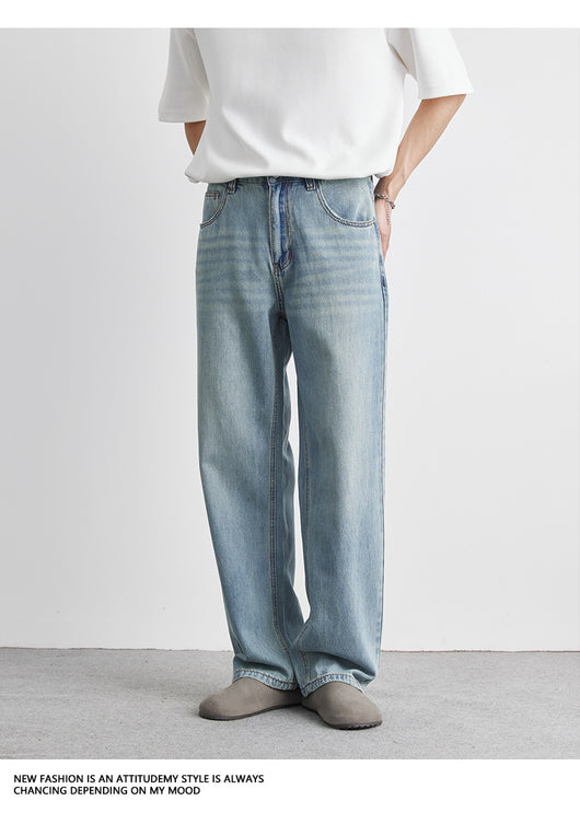Jeans Rectos Rotos para Hombre en Lavado Claro - Image 14