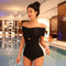 Traje de Baño Enterizo Negro con Cruce Intercambiable
