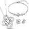 925 Sterling Plateado Necklace For Women Forever Heart AAA Zircon Mosaic Necklaces & Pendants Gift 1 Set