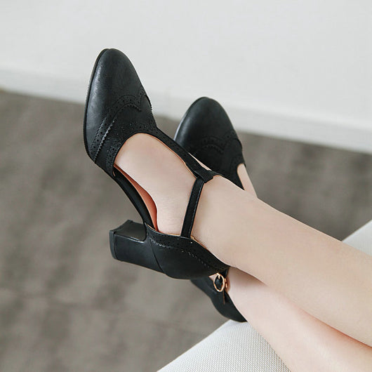 Zapatos de Tacón Grueso Mediano Versátiles para Cualquier Ocasión - Image 4