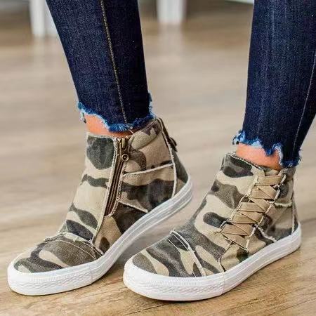 Botas Plataforma con Cierre Lateral Camuflaje