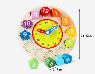 Reloj Educativo de Madera con Bloques de Números y Clasificador de Formas - Image 17