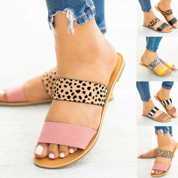 Sandalias Pantufla Estampado Leopardo
